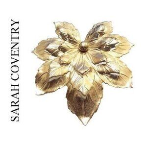 Sarah Coventry Maple Leaf Three Layered Pin Brooch Gold Tone